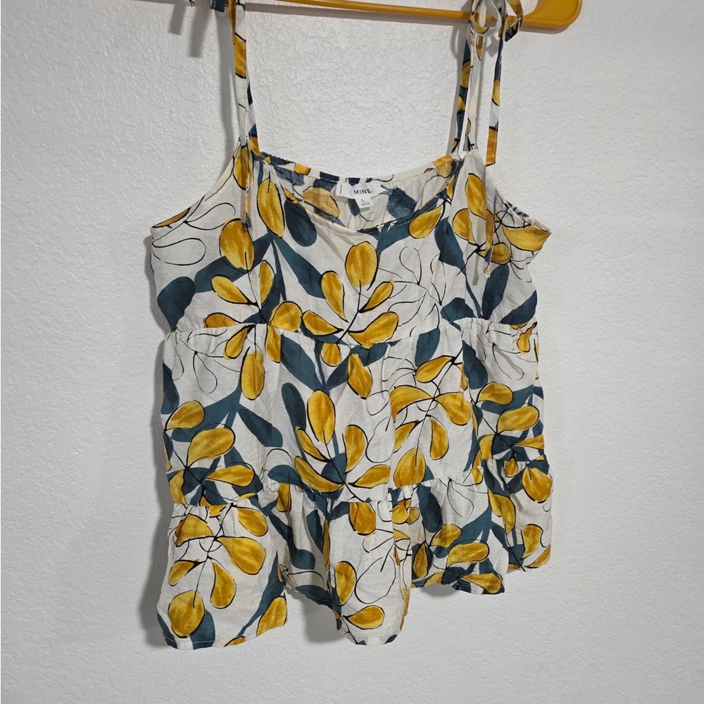Mine Yellow and Blue Leaf Print Camisole